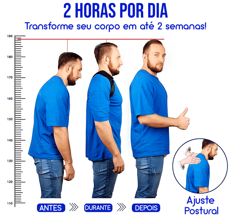 Corretor Postural Magnético Ajustável - Coluna, Ombro, Lombar e Cravícula - luxo br